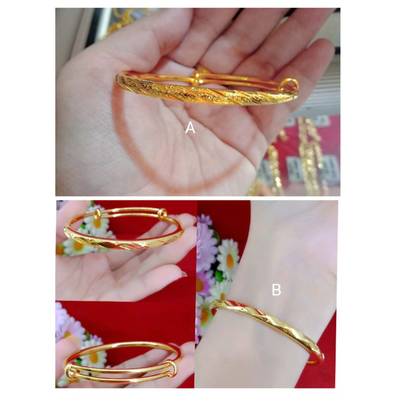 gelang bangle pasir lapis emas 24k