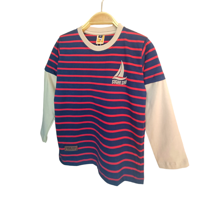 Kaos Distro Anak Laki Laki Lengan Panjang,Kaos stripes Anak,Usia 1-12 Tahun,Bahan Cvc 30s