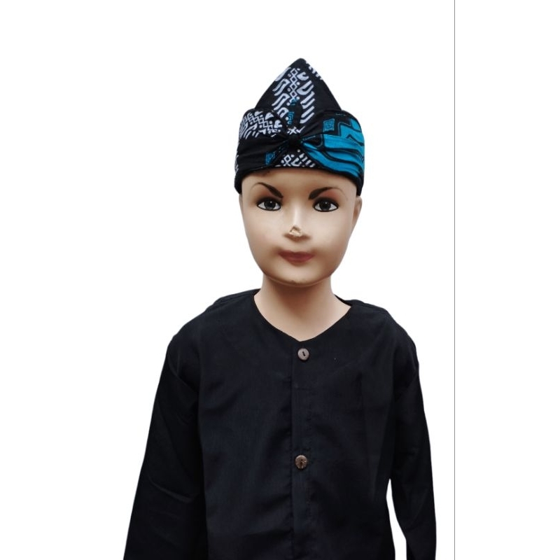 Stelan baju pangsi anak &amp; dewasa hitam polos free iket/baju adat tradisional