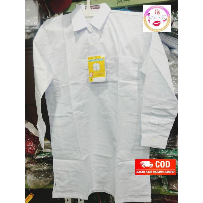 Hem muslim putih baju kurung seragam sekolah