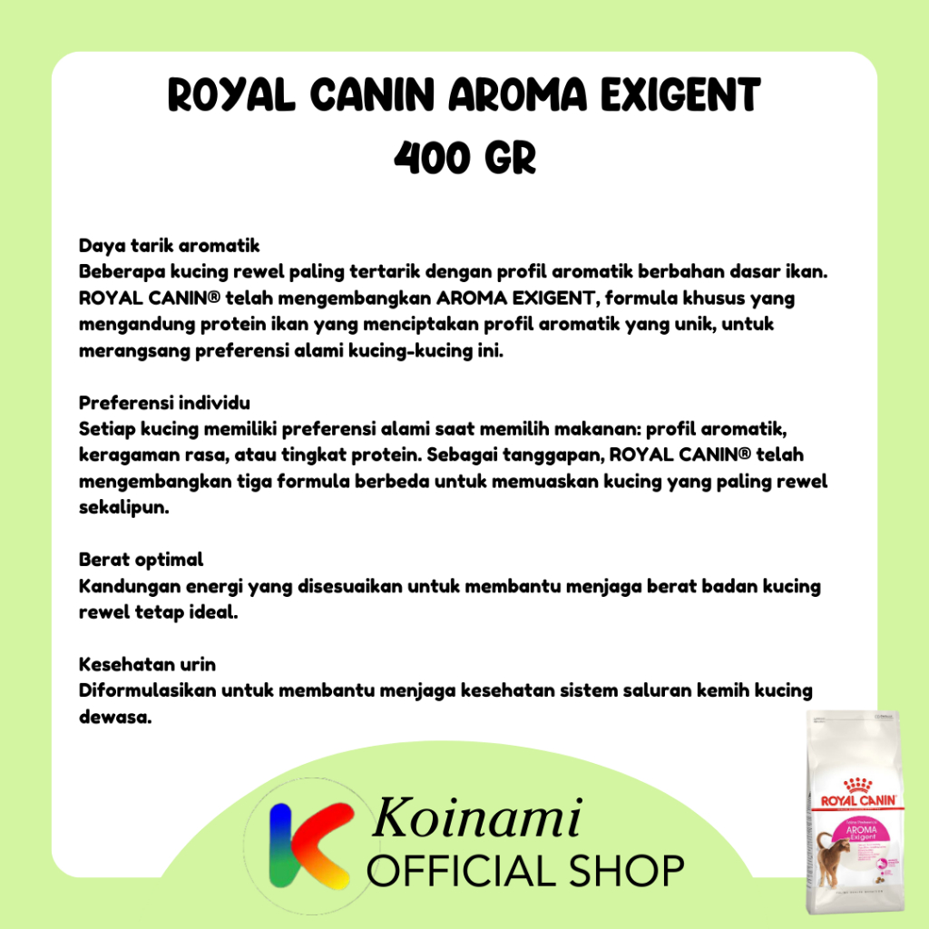 ROYAL CANIN  AROMA EXIGENT 400 gr CAT FOOD / MAKANAN KUCING / RC