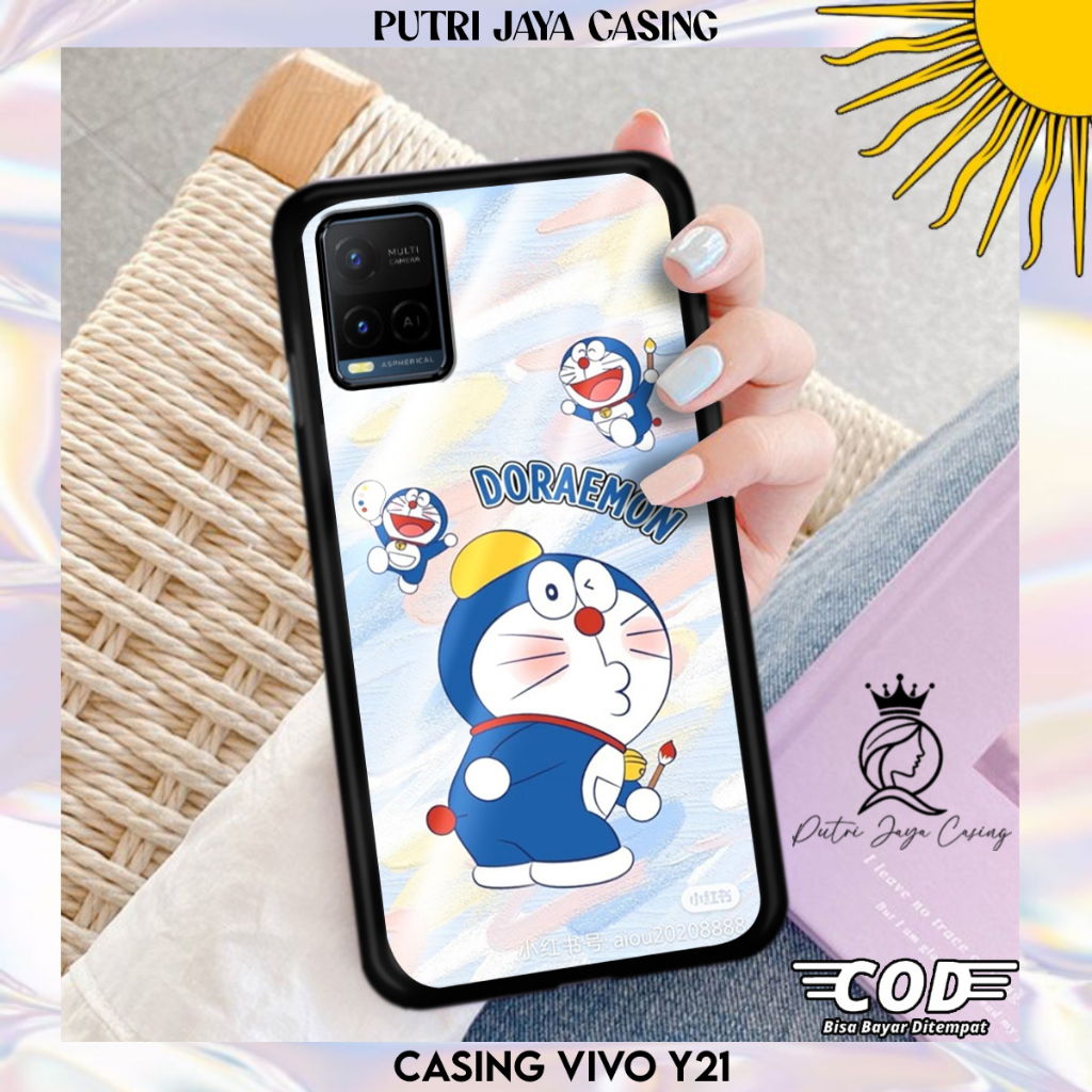 Case Vivo Y21 Y21A Y21S Doraemon Casing Terbaru Hardcase Softcase Glossy kesing Terlaris Putri