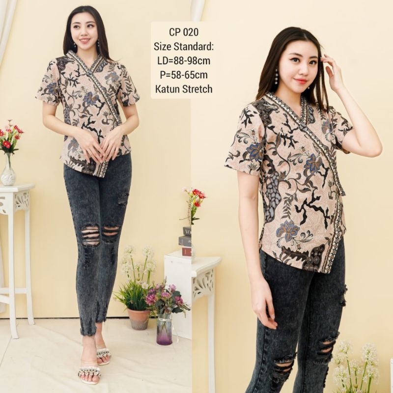 BLOUSE SELLA BATIK , BAJU ATASAN WANITA KATUN MODERN 020