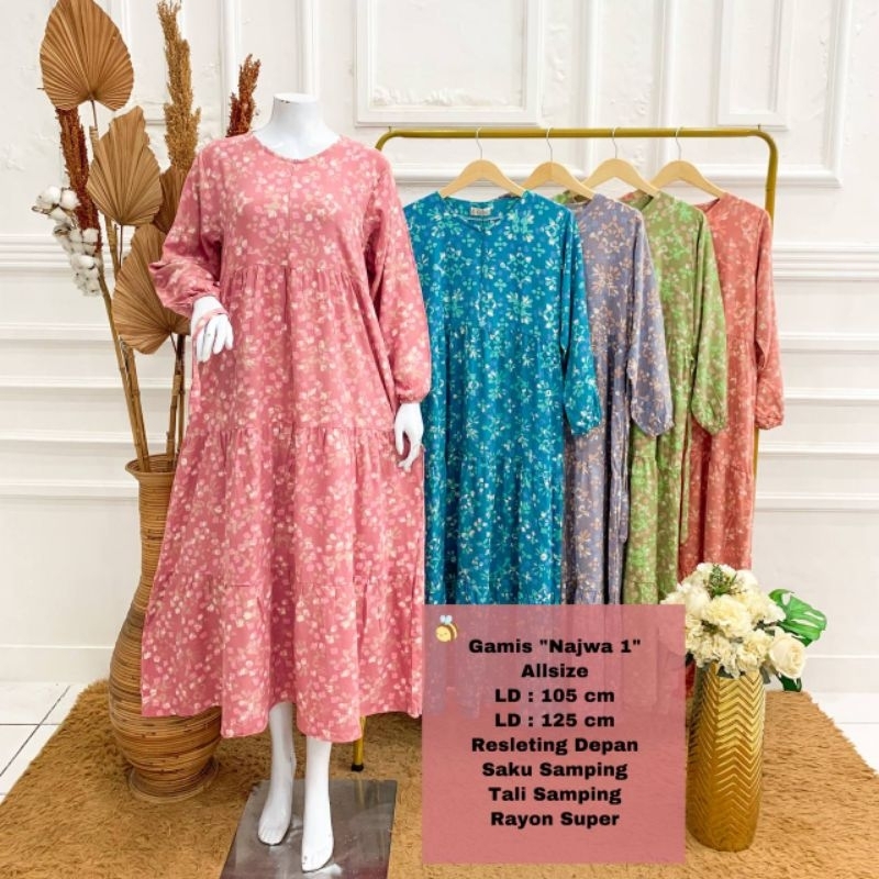 Daster Gamis "Najwa-1" Batik Asli Pekalongan Rayon Super Adem Motif Elegan Kekinian Busui Friendly T