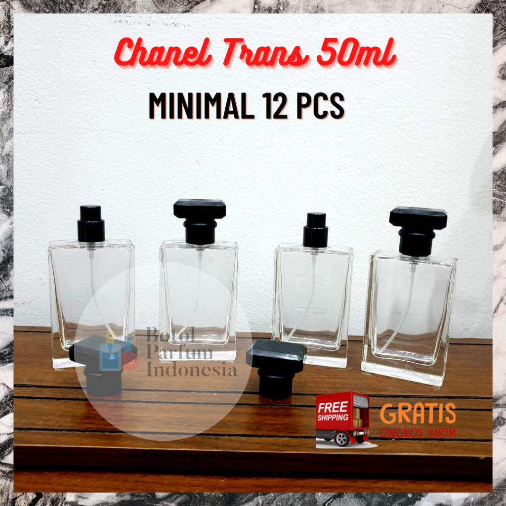 BOTOL PARFUM CHANEL TRANS BLACK 50ML DRAT PUTAR - BOTOL PARFUM KOSONG CHANEL TRANS BLACK - BOTOL PAR