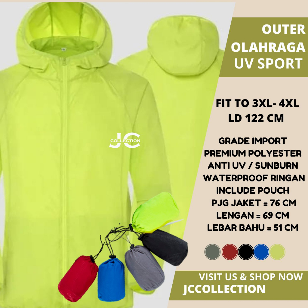 Jaket Olahraga UV Sport Jaket Trendy UNISEX 3XL-4XL / Outer Olahraga JCCollections