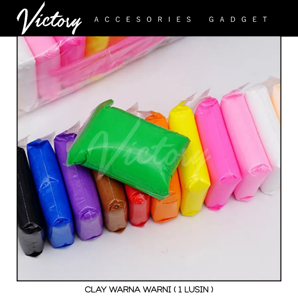 VICTORY CLAY POLYMER SUPER LIGHT RAINBOW ( 1PACK ISI 12 PCS )