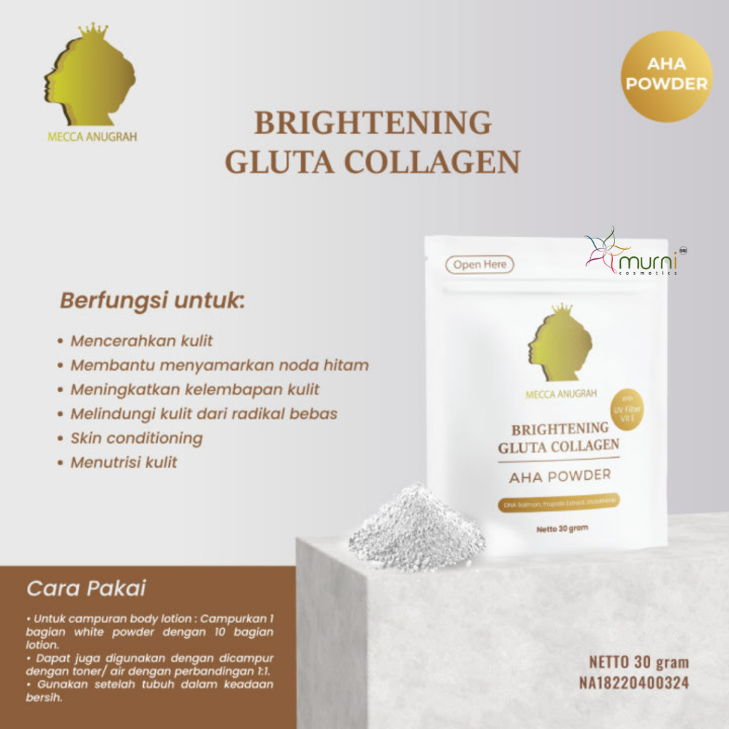 MECCA ANUGRAH AHA POWDER 30GR BRIGHTENING GLUTA COLLAGEN