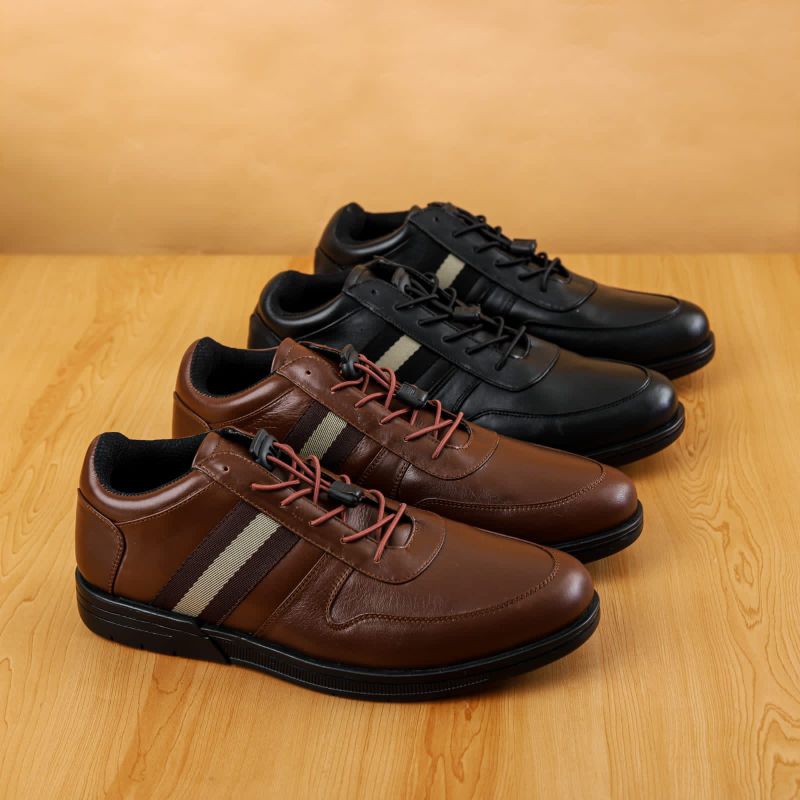 Sepatu pria sepatu pantofel pria sepatu kulit pria sepatu tali elastis sepatu kuliah formal santai sepatu kondangan casual Flavio Boston