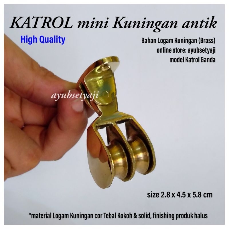 Katrol Kuningan mini Katrol Double Roda Katrol Kecil model Katrol Ganda BRASS SOLID Kuat Katrol Sang