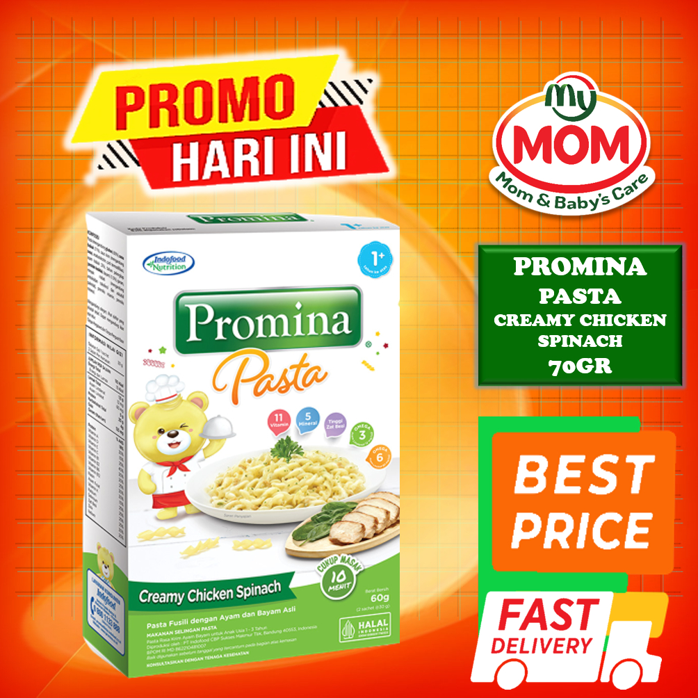 [BPOM] Promina Pasta Mac n Cheese 60gr 70gr Usia 1+ / Pasta Creamy Chicken Spinach / Pasta Bayi / Makanan Bayi / Snack Bayi / Cemilan Bayi / MYMOM