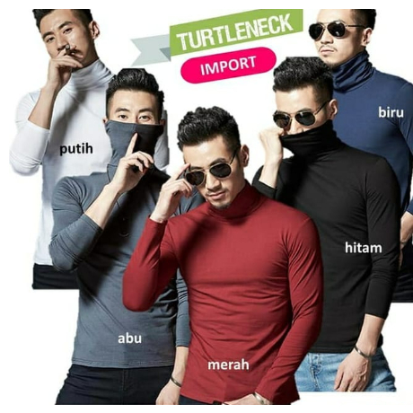 Kaos turtleneck lengan panjang /kaos baju leher tinggi pria wanita