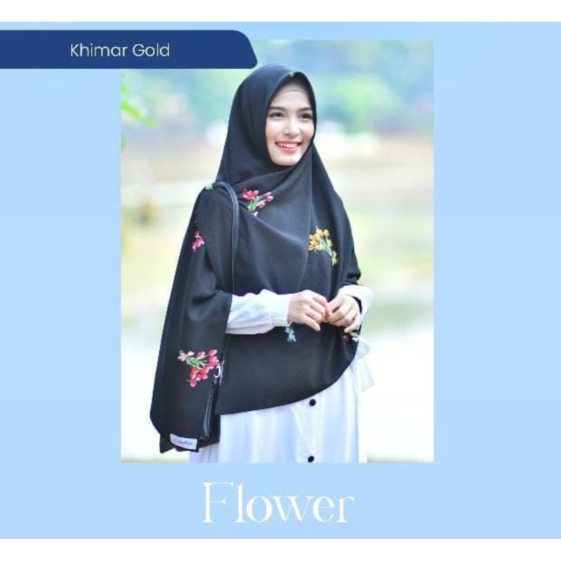 gerai saffa khimar syari flower gold non pet | khimar flower | khimar jumbo motif
