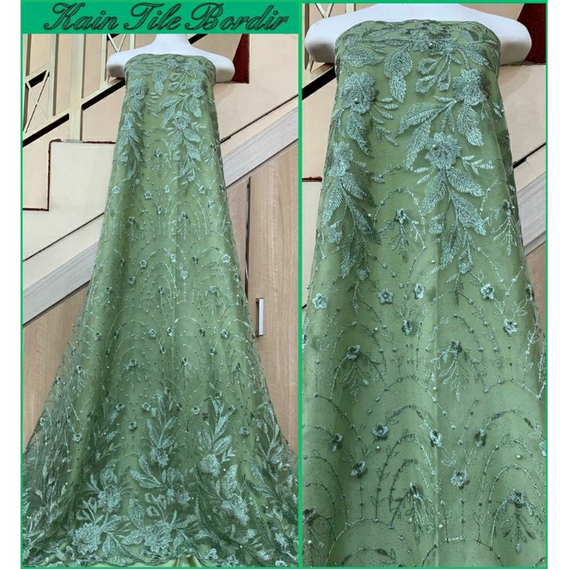 Kain Tile/Tulle Bordir Mutiara, kain tile brokat, tile mutiara, Tile glitter, Tile polos, gamis, keb
