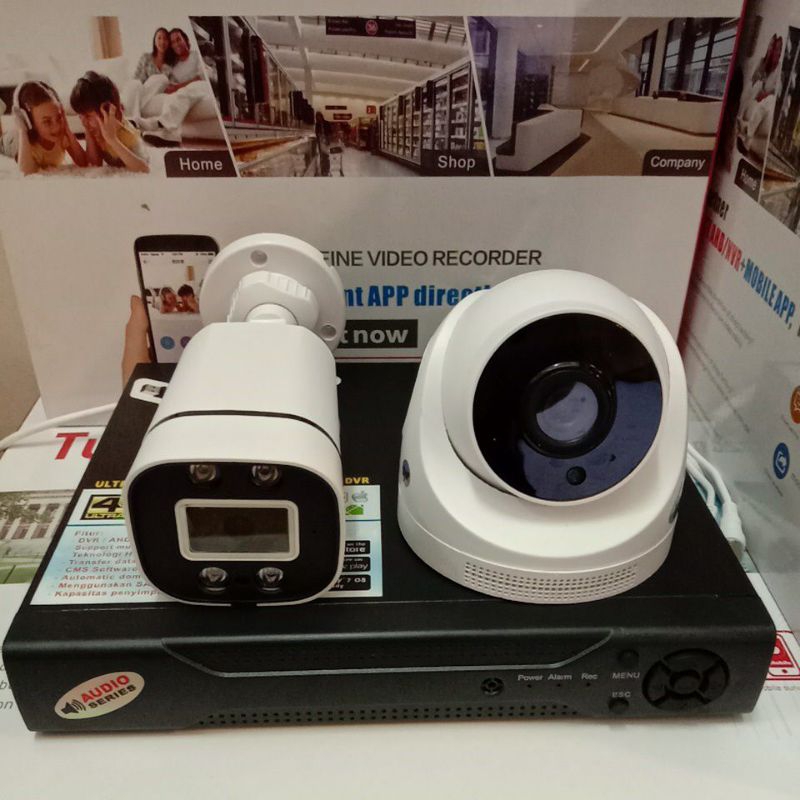 PAKET CCTV 5MP 2560P AUDIO SERIES 4 CHANNEL 2 KAMERA LENGKAP TINGGAL PASANG