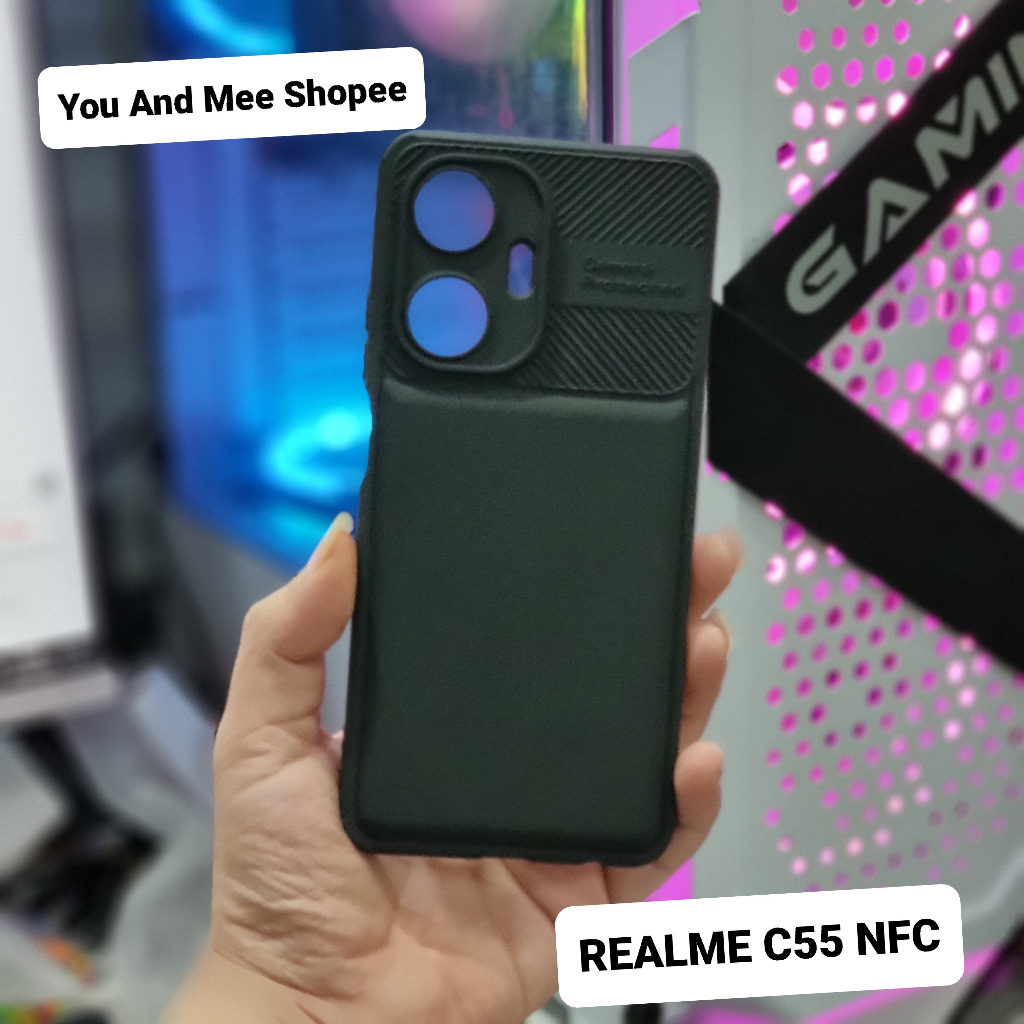 JEAN'S MODEL!! Case BLACK REALME C55 NFC Softcase Hitam Black Gelap Anti Luntur Shockproof Model Baru Protecth Camera TPU Silicone Hard Protector Kamera Bagus Galaxy Caseology Langka Fiber Original ORI 4G S RealmeC55 5G C 55 5 5