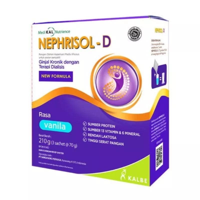 

Nephrisol D susu tinggi protein untuk pasien ginjal kronik dengan terapi dialisis rasa vanila 1 box