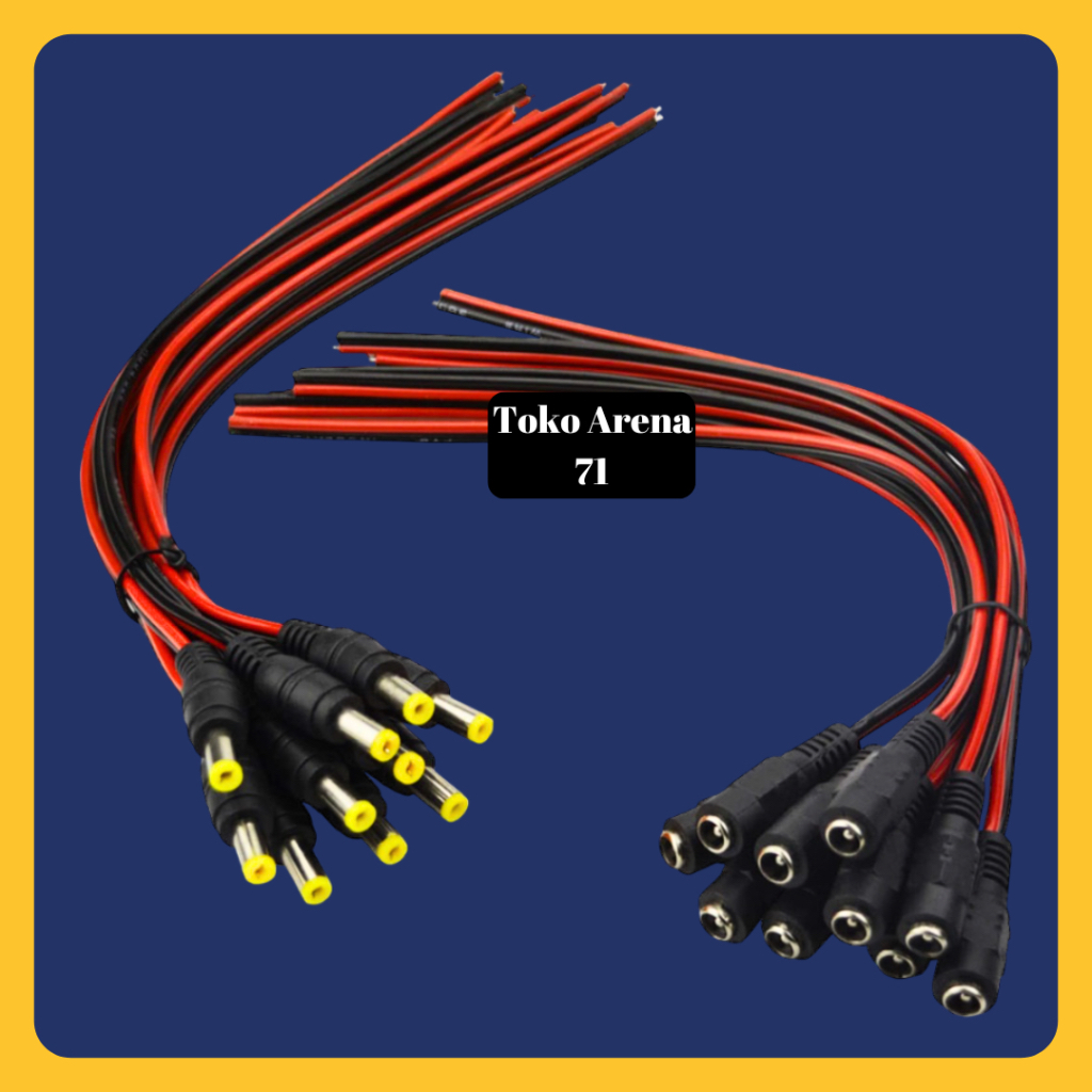 Kabel power jack jek dc male kabel female konektor adaptor CCTV 12V