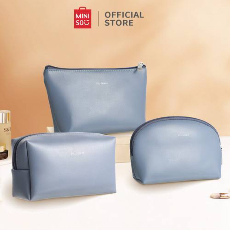 DENPASAR MINISO Solid Color Woven Minimalis Cosmetic Bag Pouch Tas Kosmetik Tempat Kosmetik