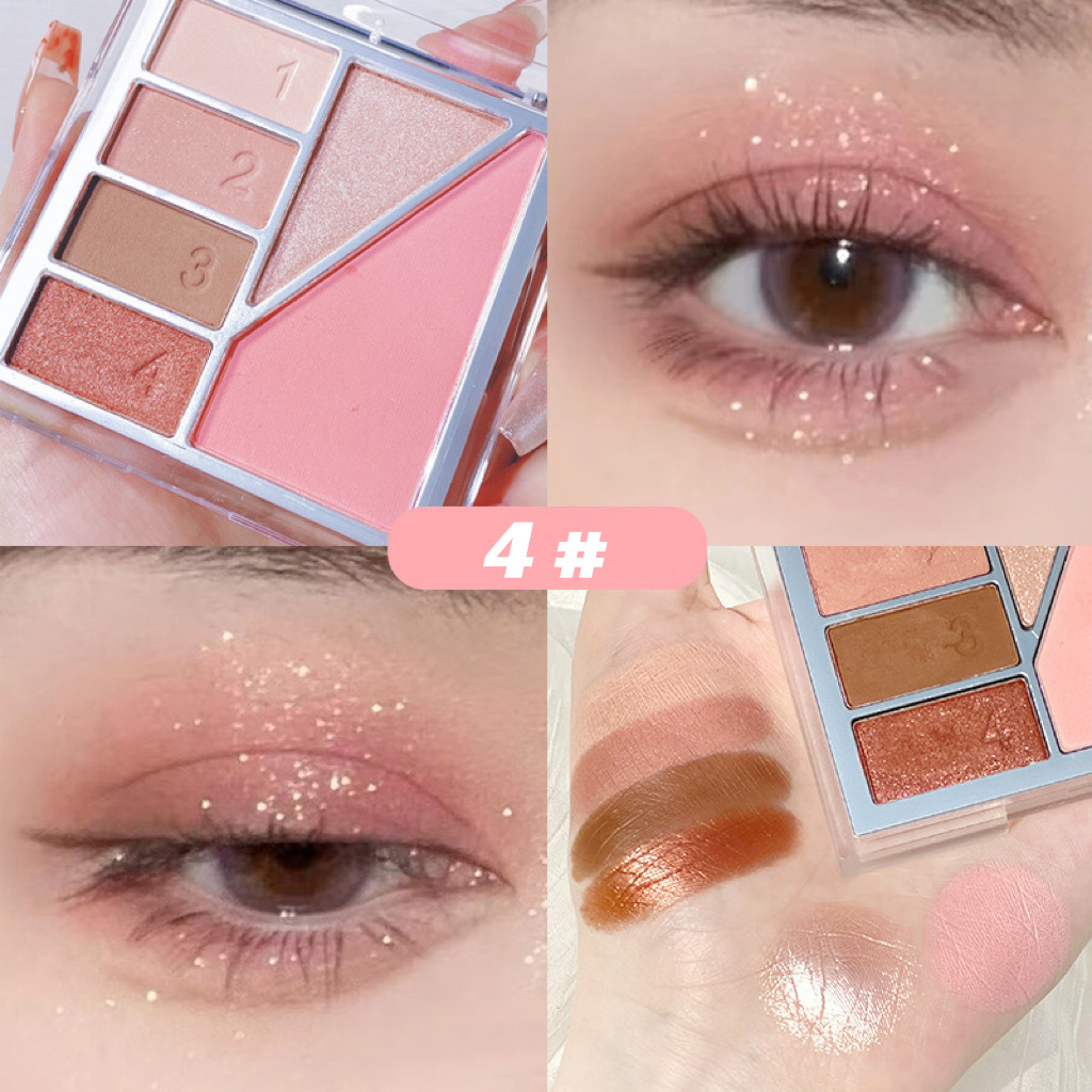 Eyeshadow Palette Matte Pearly Multifunction Highlighter Blush 6 Warna