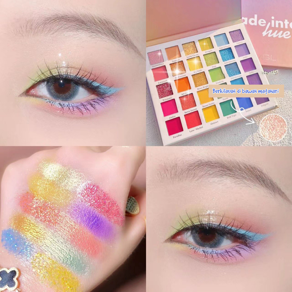 Eyeshadow Rainbow Color Matte Shimmer Pigmented Glitter 30 Warna