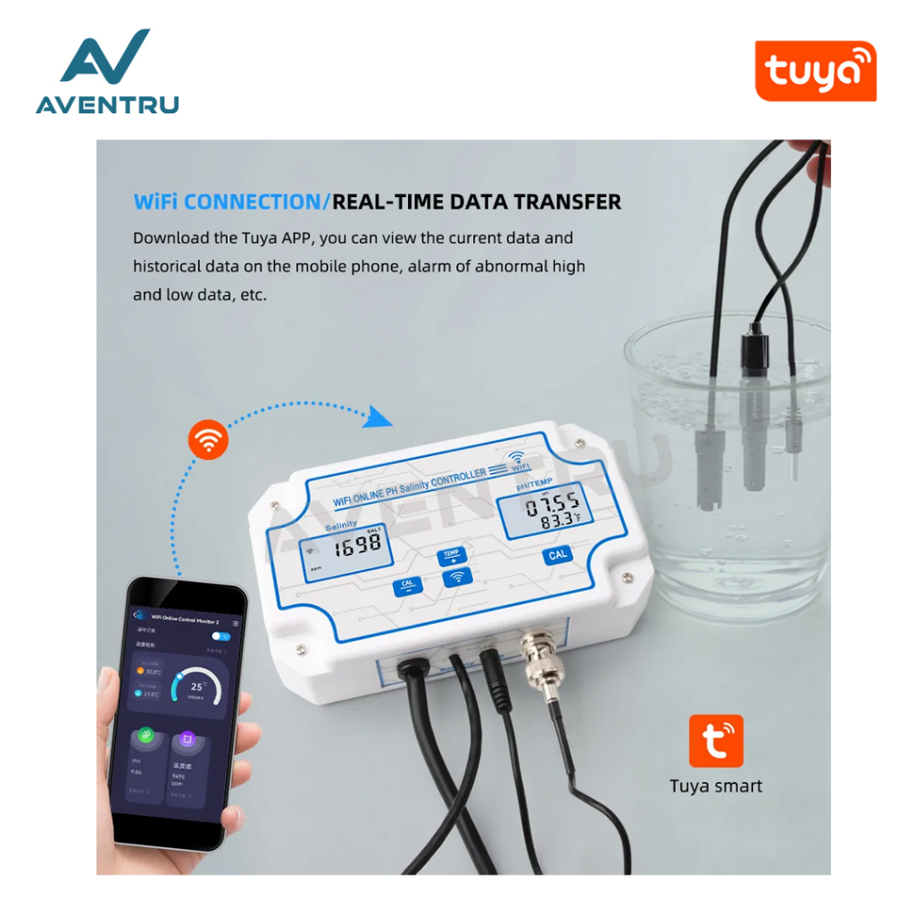 Smart WiFi Tuya 3in1 PH Salinity Temperature Salinometer Garam Tester