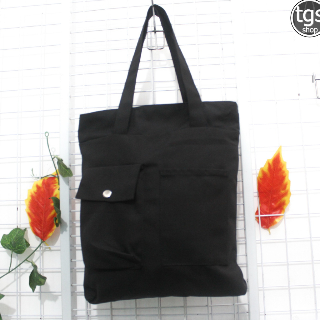 (TGS OLSHOP) -&gt; Totebag fashion stylish tote 2 saku tas totebag kain resleting tas tote