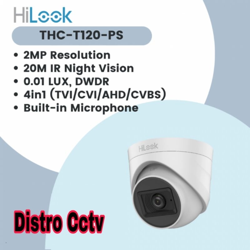 Camera Cctv Hilook THC-T120-PS Indoor Sound Audio Suara Mic Kamera Cctv 2MP Built-in Mic Hilok 2 MP