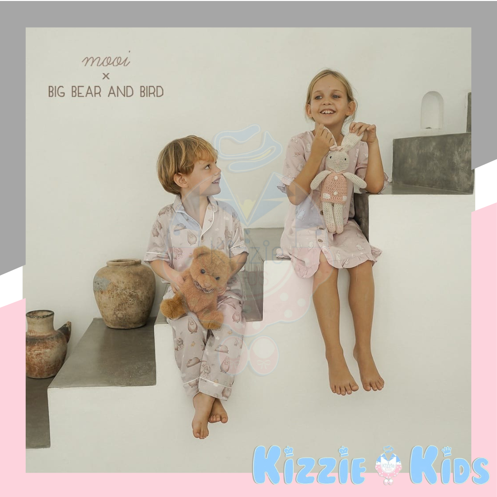 Mooi x Big Bear &amp; Bird Piyama Anak Baju Tidur Anak Short Pajamas Kids (PENDEK-PANJANG)