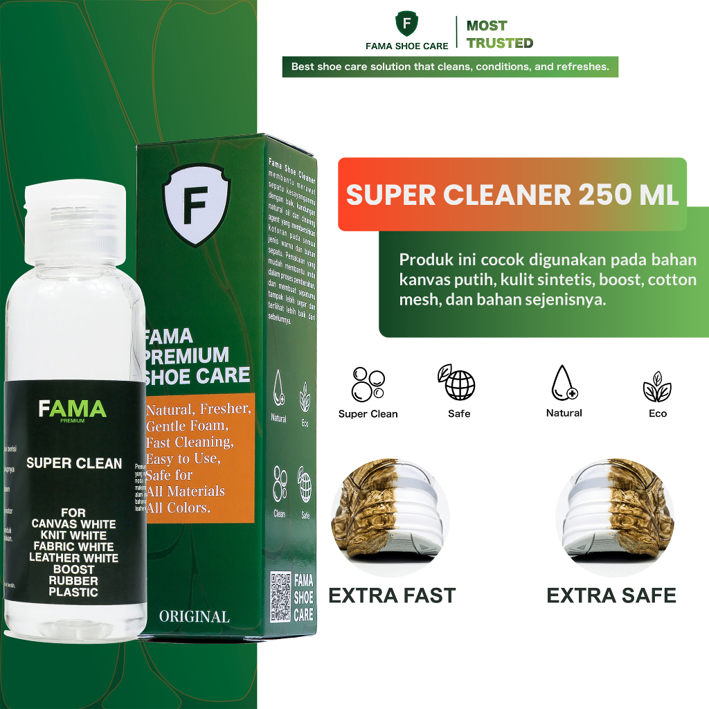 Fama Shoe Care - Super Clean 250 Ml - Pembersih Noda Kuning Sepatu