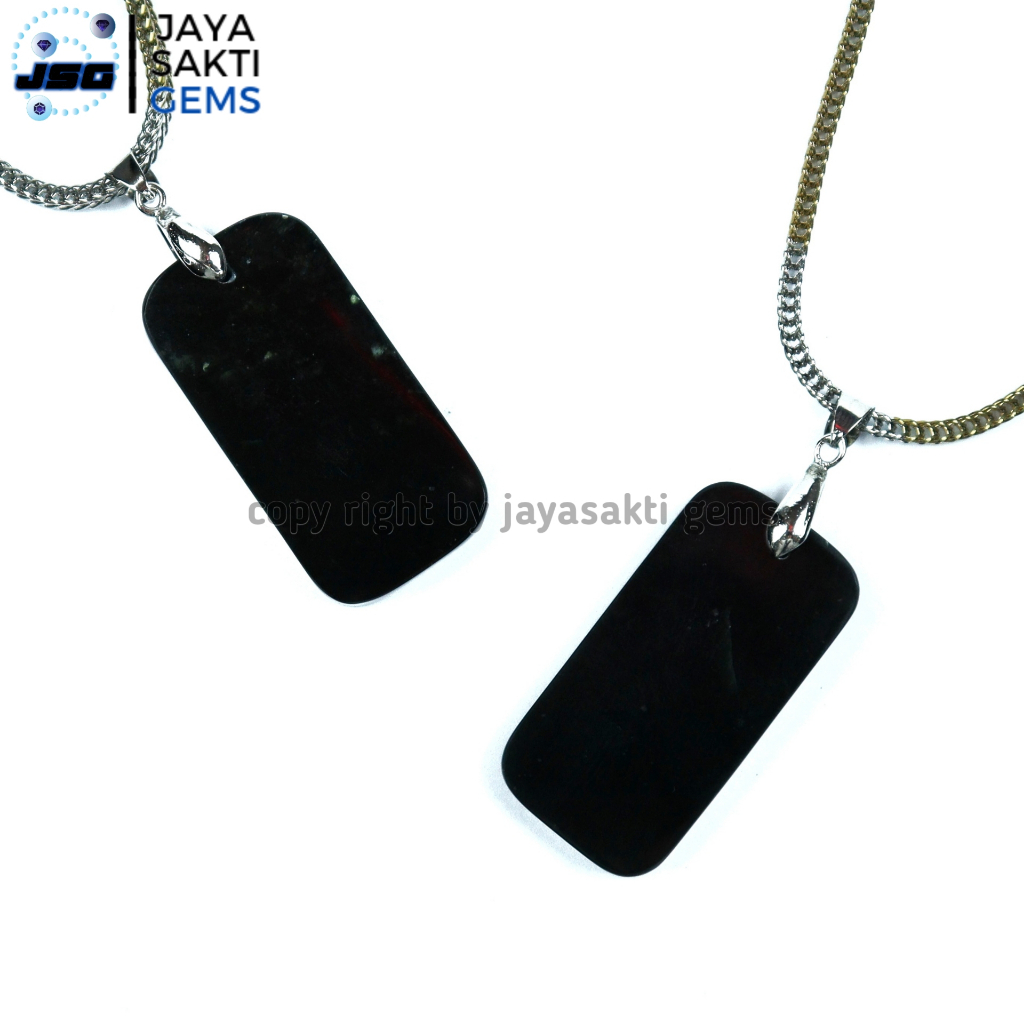 Liontin Kalung Natural Giok Black Jade Premium Tembus Hijau