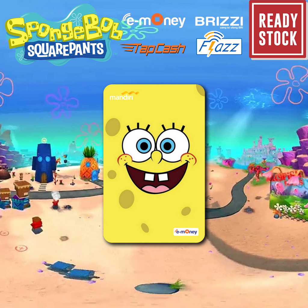 Emoney mandiri flazz bca gen 2 brizzi tapcash custom FACE SPONGEBOB SQUAREPANTS kartu e toll free edit 1 sisi atau 2 sisi cocok untuk komunitas dan souvenir