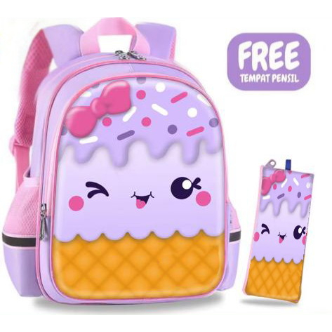 BPT PREMIUM - tas ransel anak sekolah PAUD TK SD LAKI 2in1 PREMIUM VIRAL terbaru 2023 karakter ES KRIM MIXSUE terlaris bisa COD free botol kaca