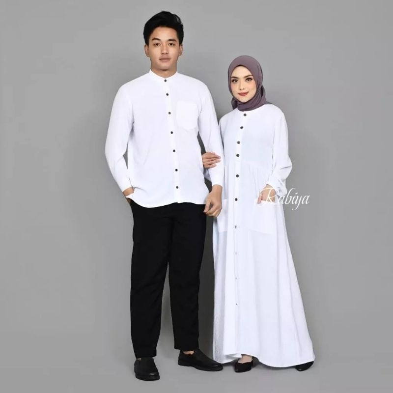 Gamis Couple Terbaru RAYYA COUPLE bahan Crincle airflow Big size ukuran L XL XXL 3XL 4XL