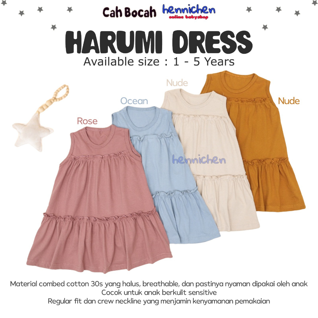 HARUMI DRESS DRESS ANAK PEREMPUAN BAJU ANAK FASHION ANAK PEREMPUAN 1-5 TAHUN CBC