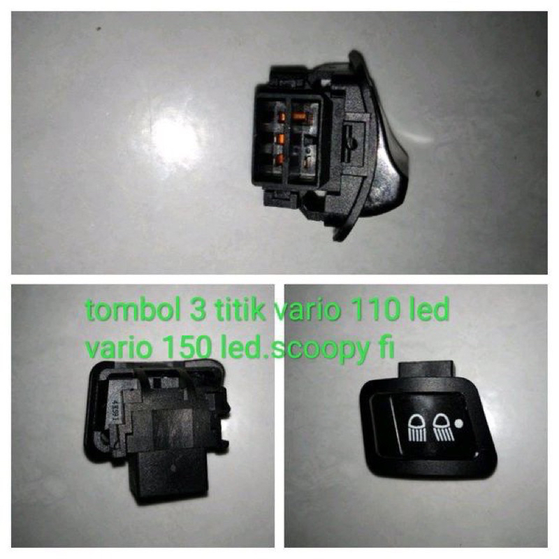 Tombol Saklar Dim 3 Titik/3 fungsi 2 Socket 5 Pin Vario 125/Vario 150 LED/Scoopy fi/Supra x 125 injection KODE K46 PNP pasti pas