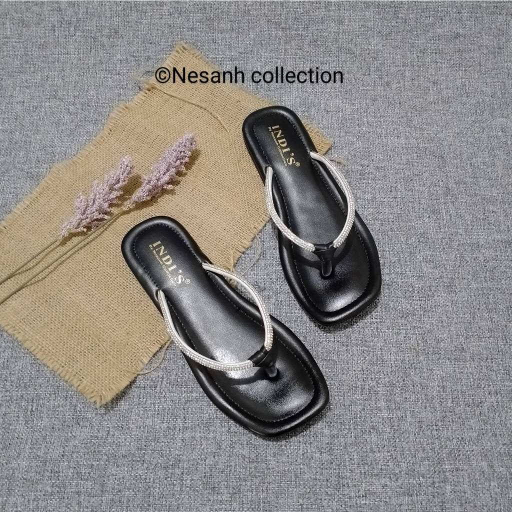 Sandal Wanita MARSYA by Nesanh Sandal Flat Wanita Kekinian Permata Mutiara