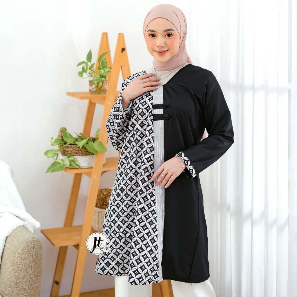 Tunik Atasan Batik Jumbo Motif Koin Kawung Kombinasi