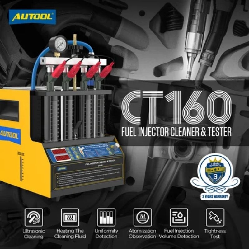 AUTOOL CT160 Fuel Injector Tester &amp; Heating Ultrasonic Cleaner