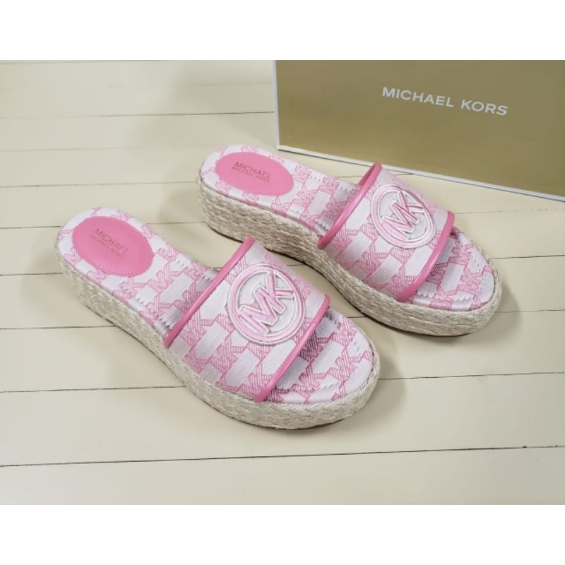 Authentic Original Store Michael Kors sadler wedge mk outline jqd/emb mk