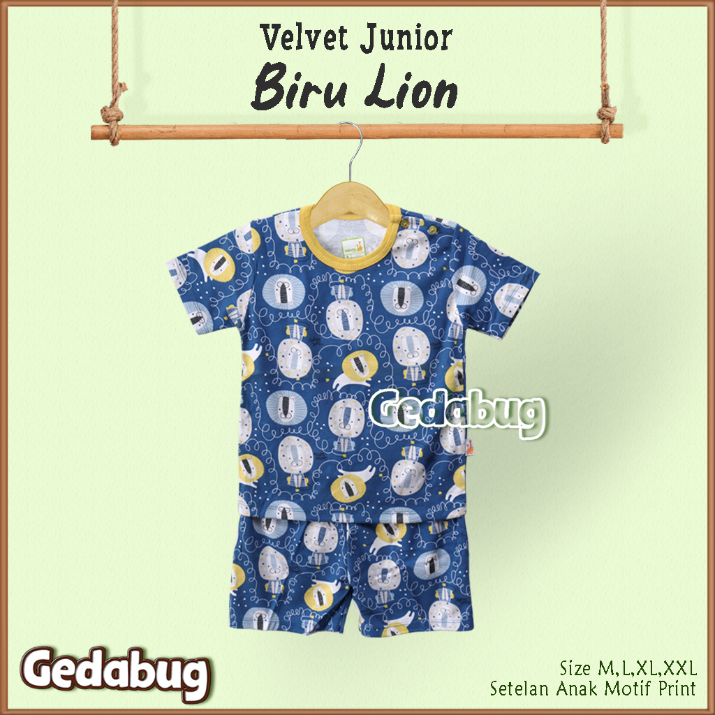 Pendek - Setelan Velvet Junior BRILLIANT BLUE - Northern Light | Setelan Piyama Anak Motif Terbaru