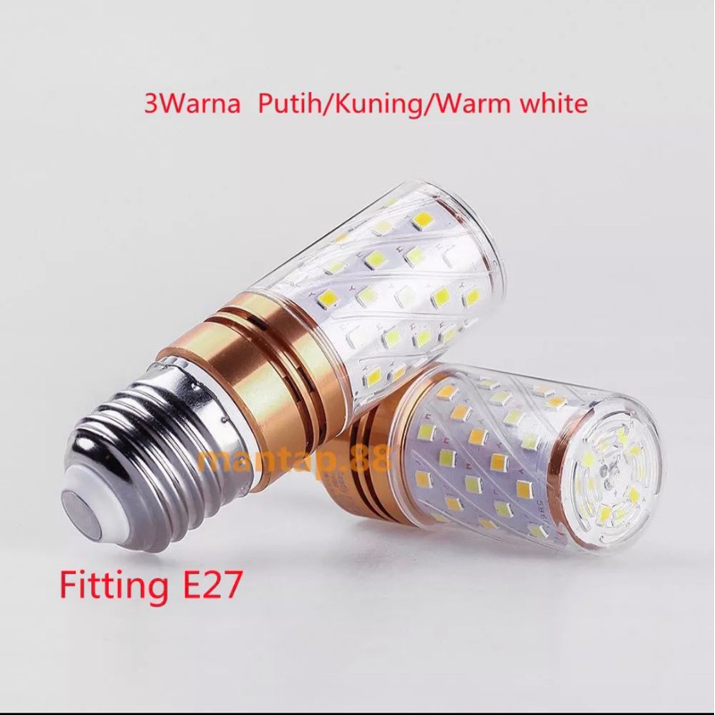 Lampu LED Jagung 12W Fitting E27 3Warna (Putih,Kuning,Warm White) Lampu Lilin