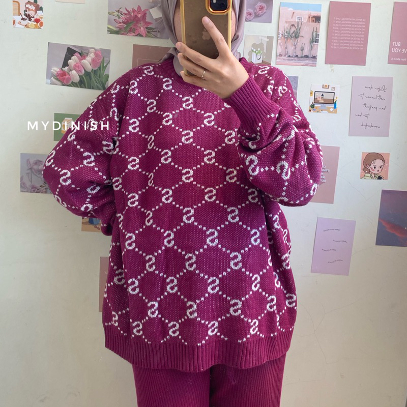 Senny Oversize Sweater Rajut Korea Style Motif Huruf S