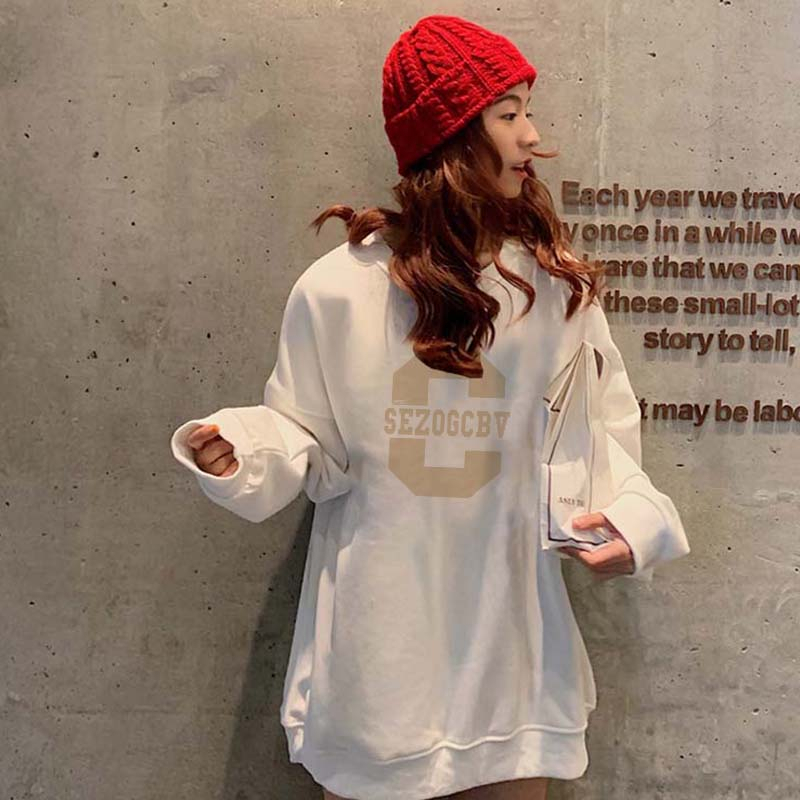 Kaos Stasan Wanita Oversize Couple Sweater American Vintage Cartoon Graphic Letter Priting Top Kekinian Casual Sweater