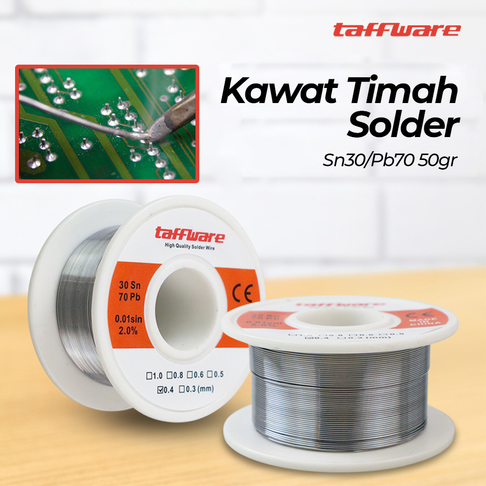 Taffware Kawat Timah Solder Sn30/Pb70 50gr 0.4 mm - No Color