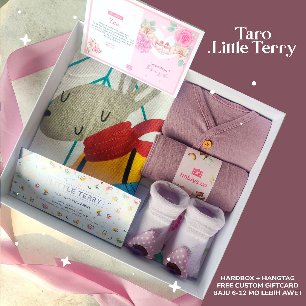 Haleys.co | Baby Hampers Purple Plum Little Terry | Paket Kado Baby Girl 0-12 month | Kado Lahiran Premium | Baby Gift Box |  Kado Bayi | Hampers Baby Boy Girl | Hampers Bayi Perempuan