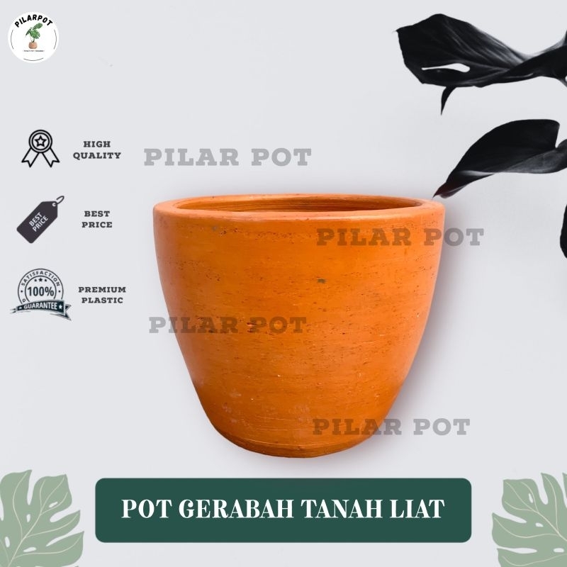 POT BUNGA TANAMAN GERABAH TANAH LIAT MANGKOK POLOS D22 - TERRACOTTA