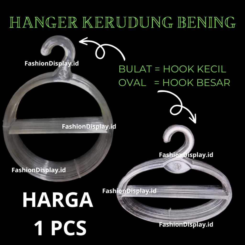 Hanger Kerudung Bening / Putih Hanger Jilbab Gantungan Kerudung Oval / bulat Bening / Putih Hanger Kerudung Kecil - BH