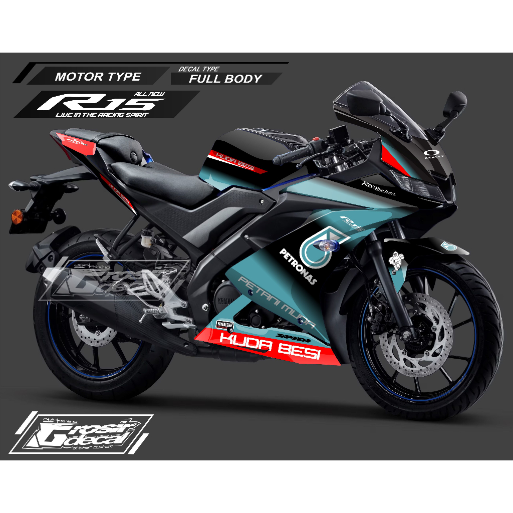 Decal Stiker Yamaha R15 V3 Petronas Full Body Decal Stiker Yamaha R15 V3 Fullbody