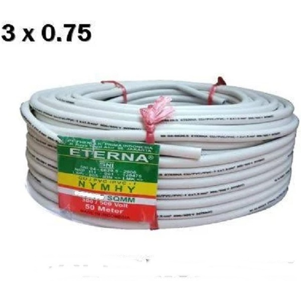 Kabel ETERNA Isi 3x0,75 mm Kabel Listrik Tembaga Kuningan / Kabel Instalasi Kabel Listrik Serabut NYMHY